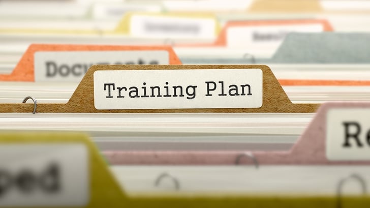 Training Plan on Business Folder in Multicolor Card Index. Closeup View. Blurred Image..jpeg