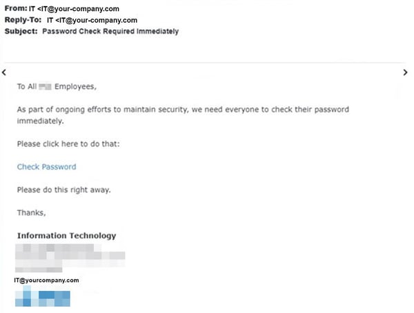 password phishing email example