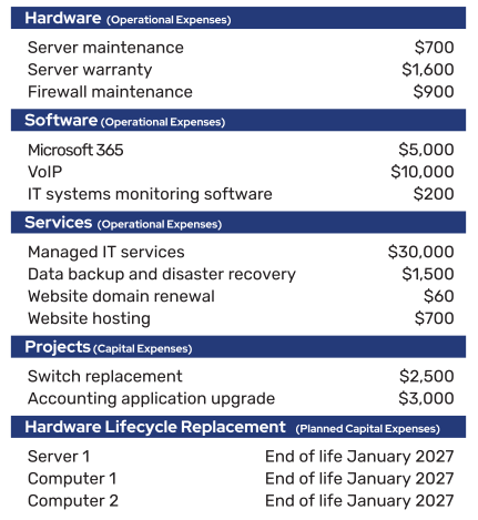 small muni budget exmple