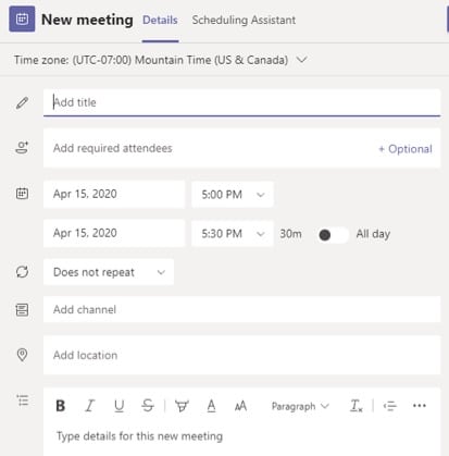 microsoft teams meeting scheduler